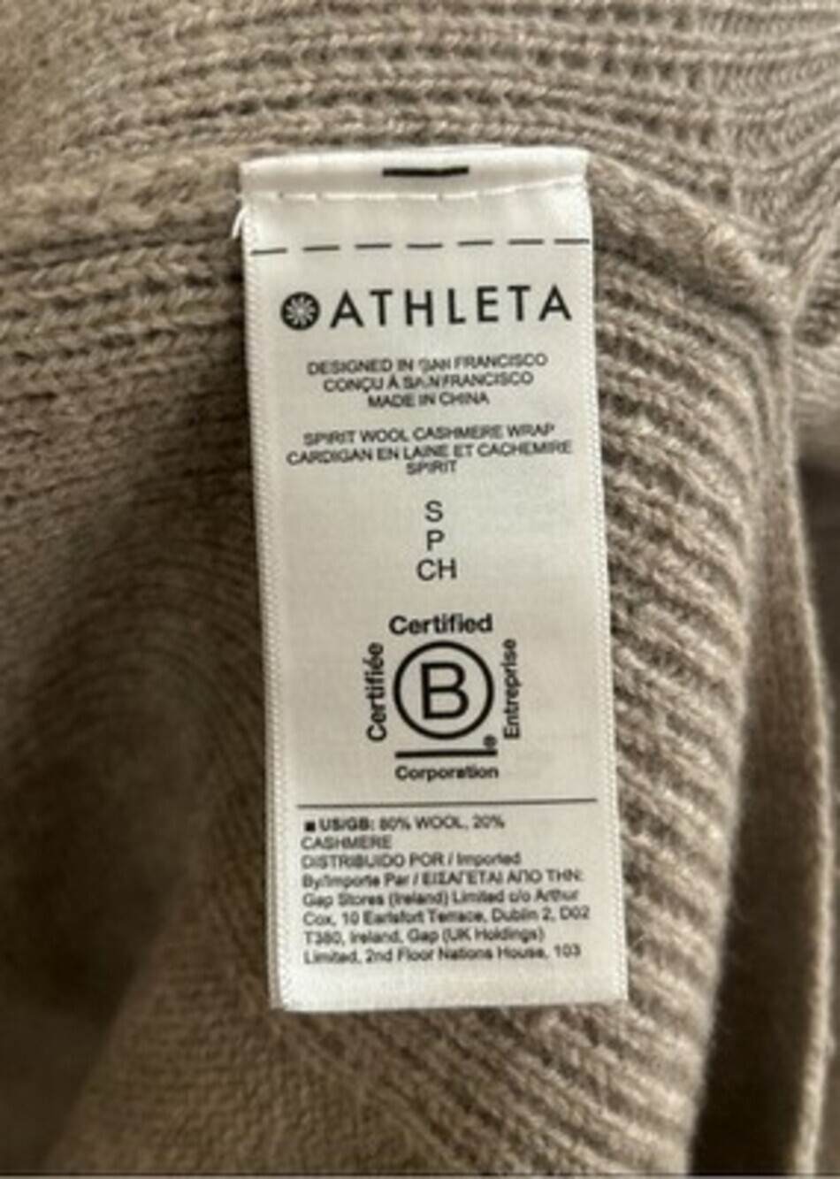 Athleta Spirit Wool Cashmere Wrap Oversized Silt Taupe Heather Size SP - Picture 3 of 8